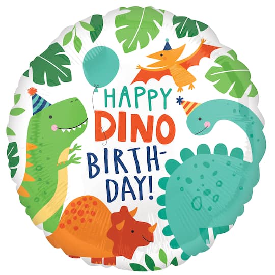 17&#x22; Happy Dino Birthday Mylar Balloon